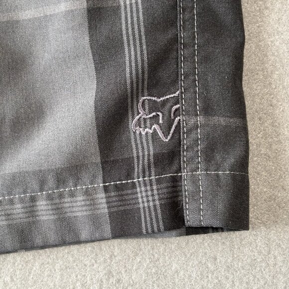 Fox Shorts Mens 33 Chino Gray Black Plaid Motocross MX Dirtbike Racing Bermuda - Picture 4 of 13